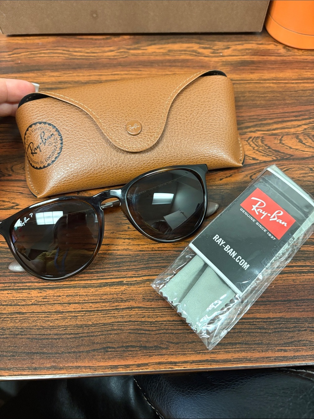 Ray-Ban Black Tortoiseshell Cat Eye Sunglasses with Brown Case